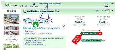 Los Angeles Campervan rentals rental center location